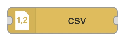 The csv node in the Node-RED palette
