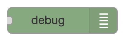 The debug node in the Node-RED palette