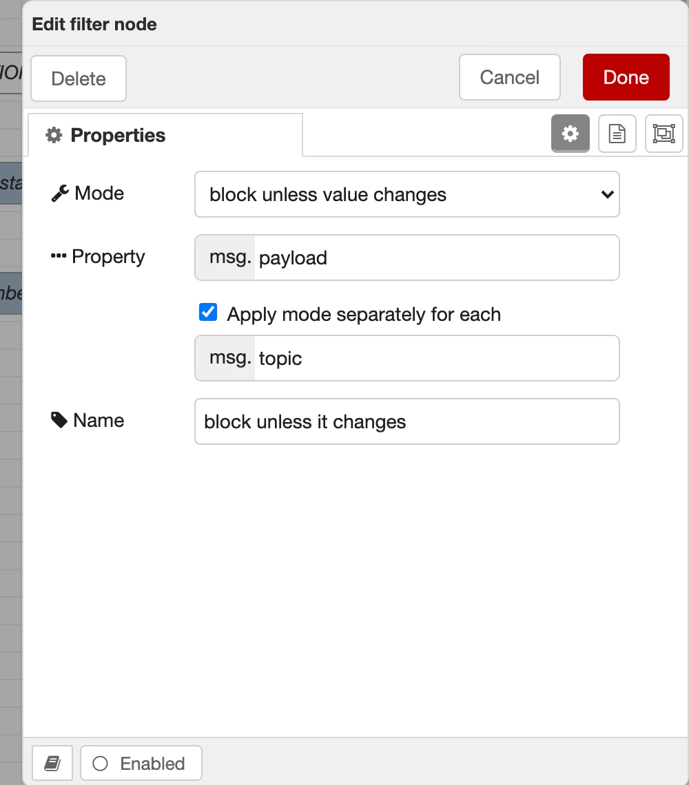 Configuring the filter node
