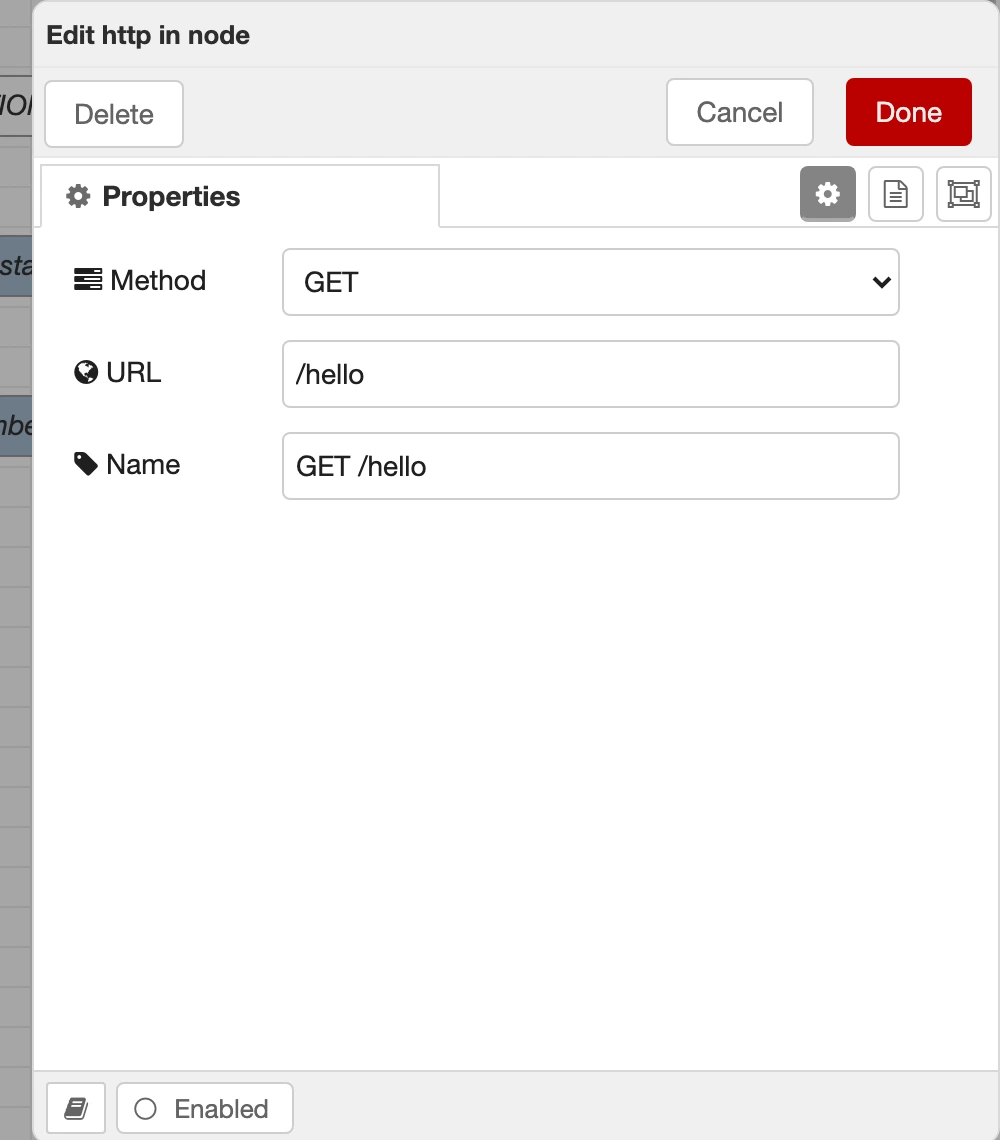 Configuring the HTTP In node