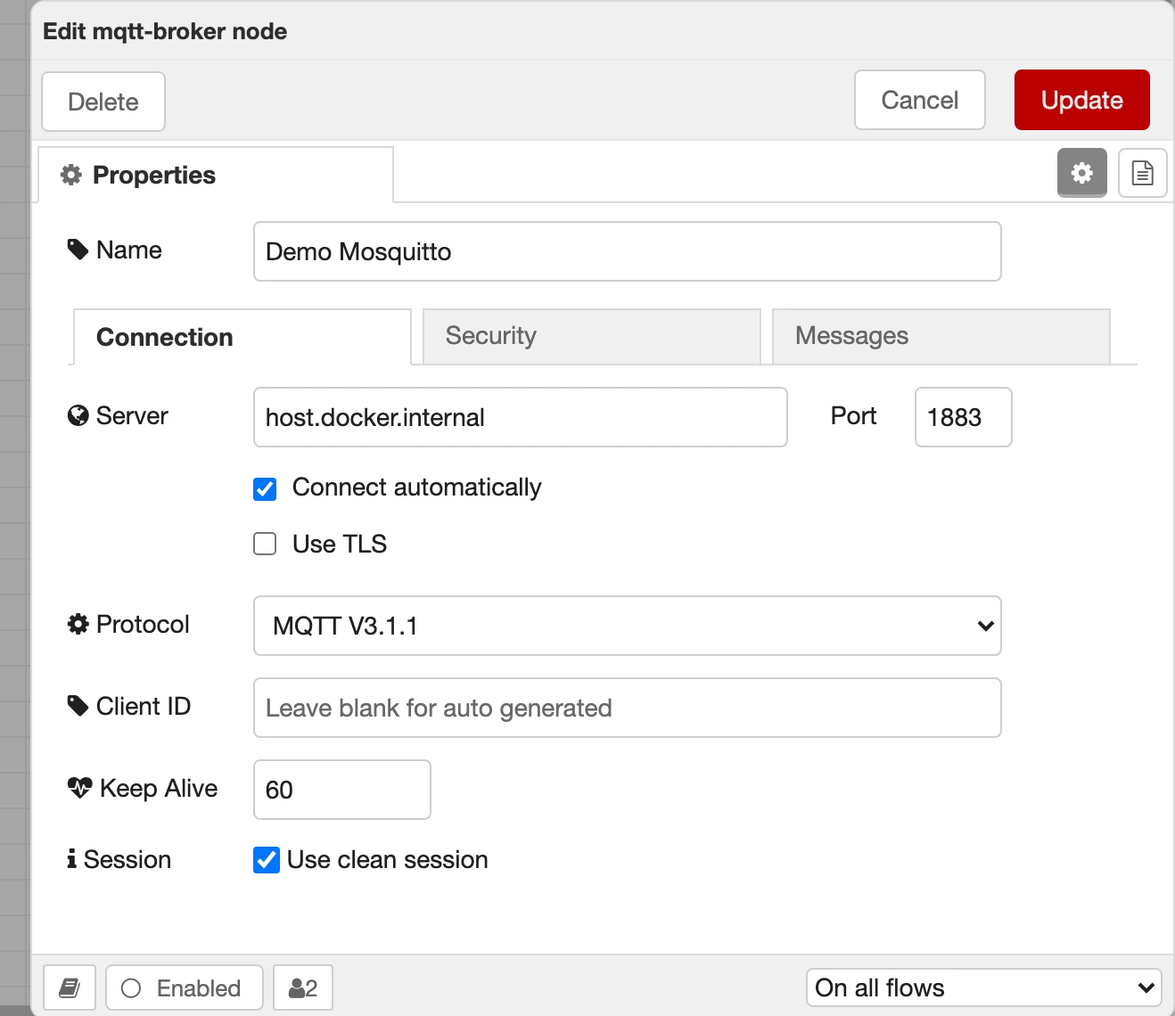 Configuring the MQTT broker connection